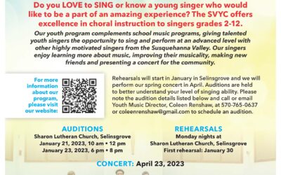 Susquehanna Valley Youth Chorale Announces Youth Auditions on Sat., Jan. 21 and Mon., Jan. 30